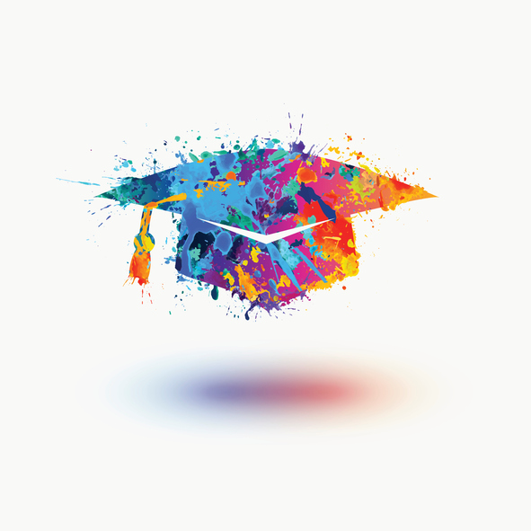Mortar Board (Graduation Cap) vector watercolor icon